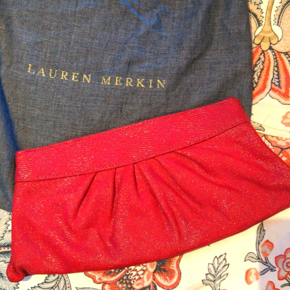 Lauren Merkin red leather clutch